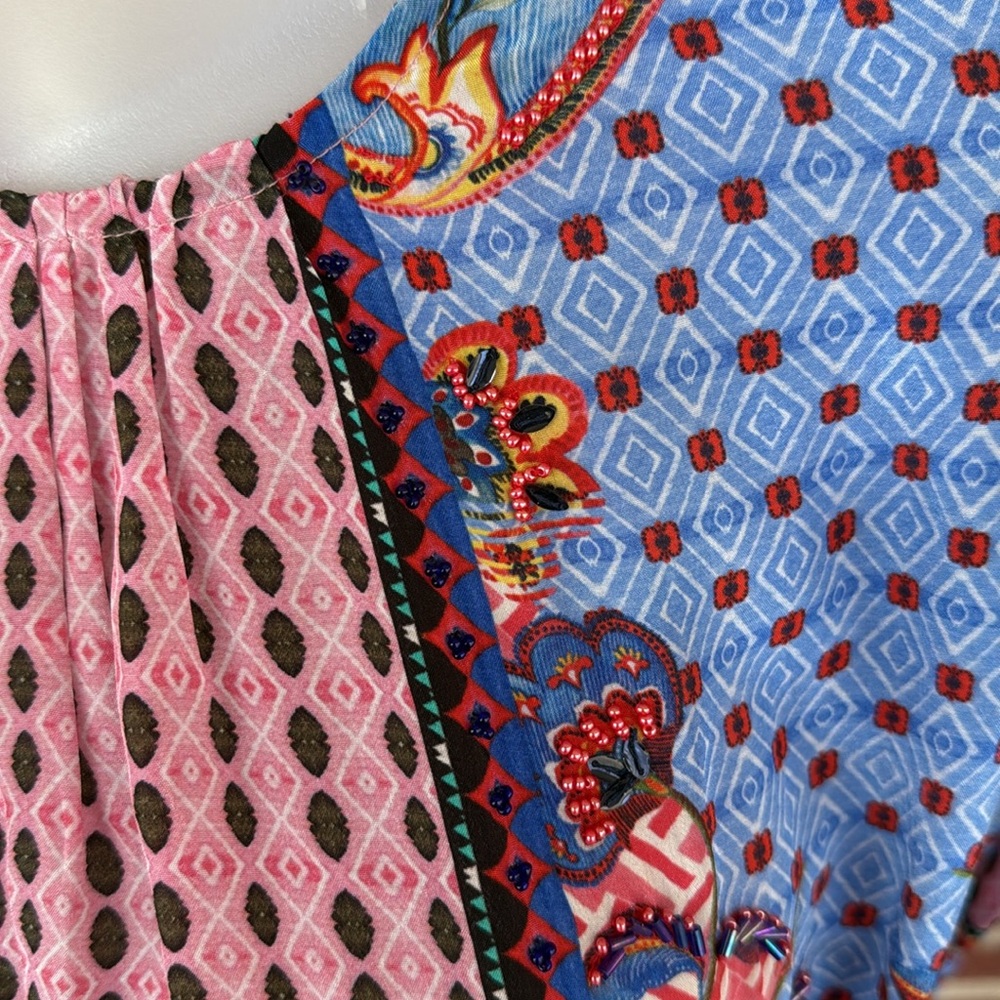 BHANUNI by JYOTI Emilia Beaded Peasant Blouse Shirt Boho Current $176 Current - Picture 6 of 16